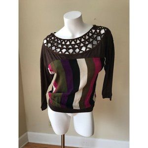 Lulumari Striped Top Blouse Size S